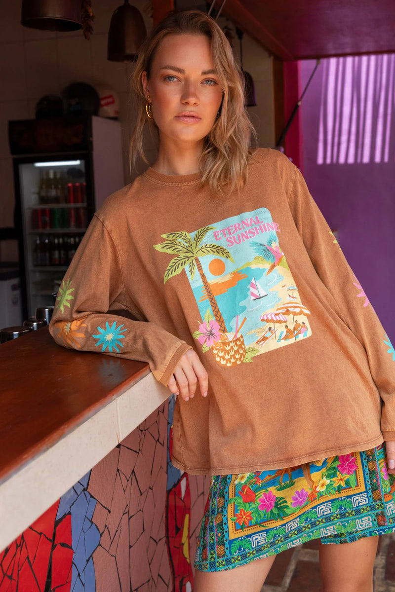 Eternal Sunshine Long Sleeve Tee - Caramel