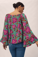 Maven Blouse - Teal Bouquet