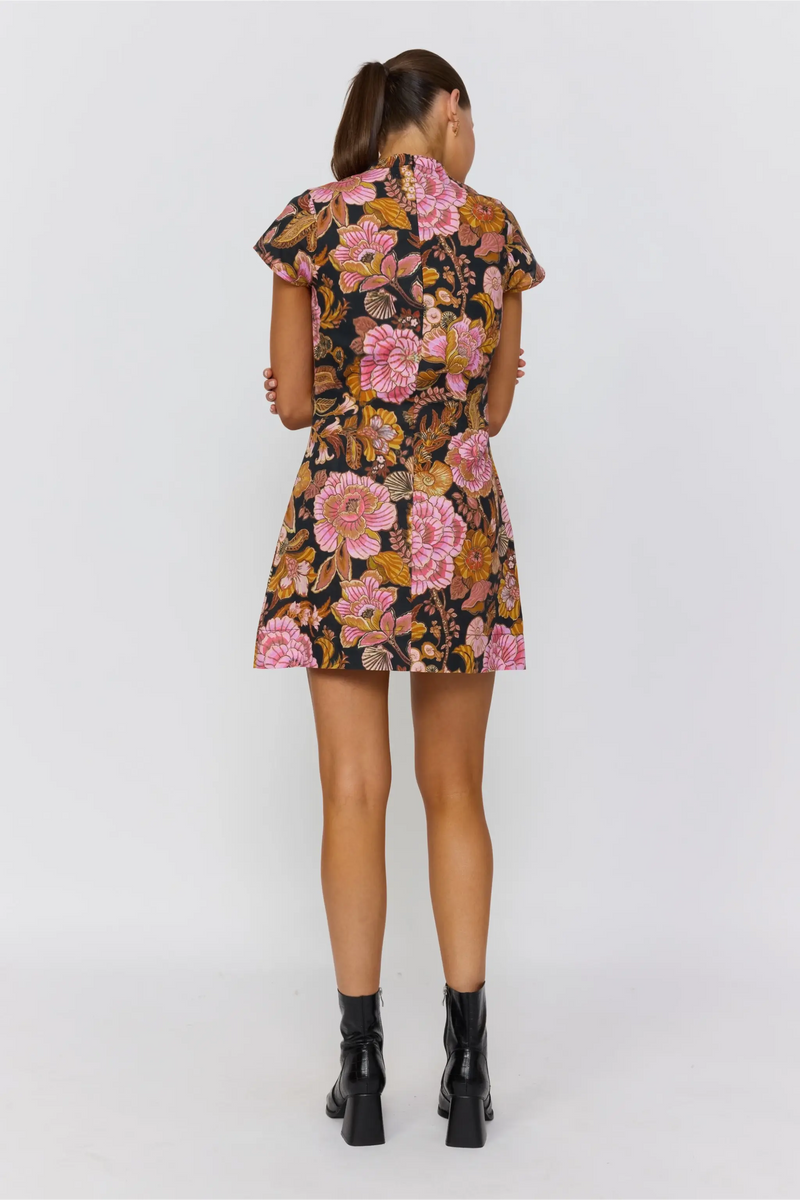 Lulu Mod Mini Dress – A-Line Mandarin Collar Mini – Nine Lives Bazaar