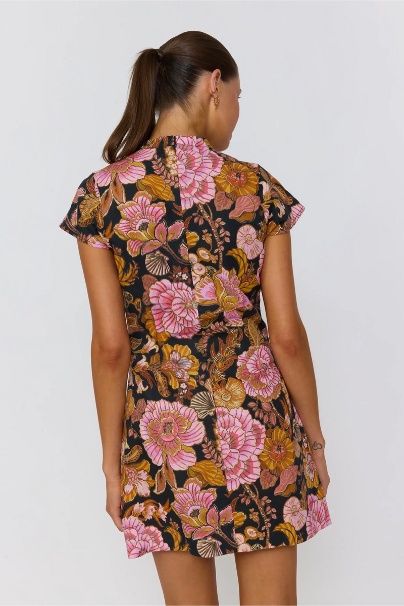 Lulu Mod Mini Dress – A-Line Mandarin Collar Mini – Nine Lives Bazaar
