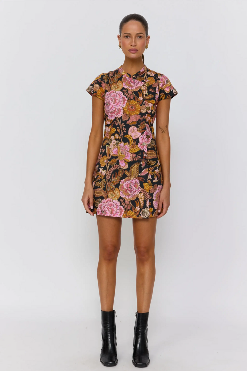 mother the run wild mini dress Lulu Mod Mini Dress – A-Line Mandarin Collar Mini – Nine Lives Bazaar