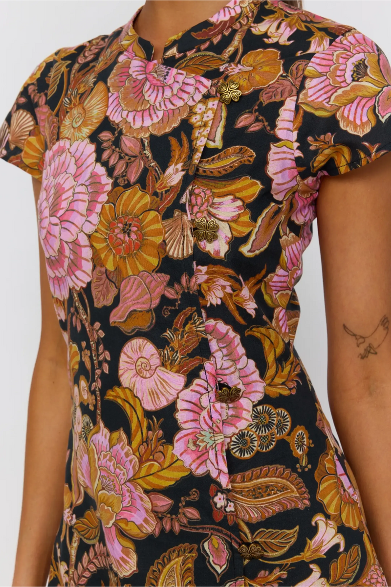Lulu Mod Mini Dress – A-Line Mandarin Collar Mini – Nine Lives Bazaar