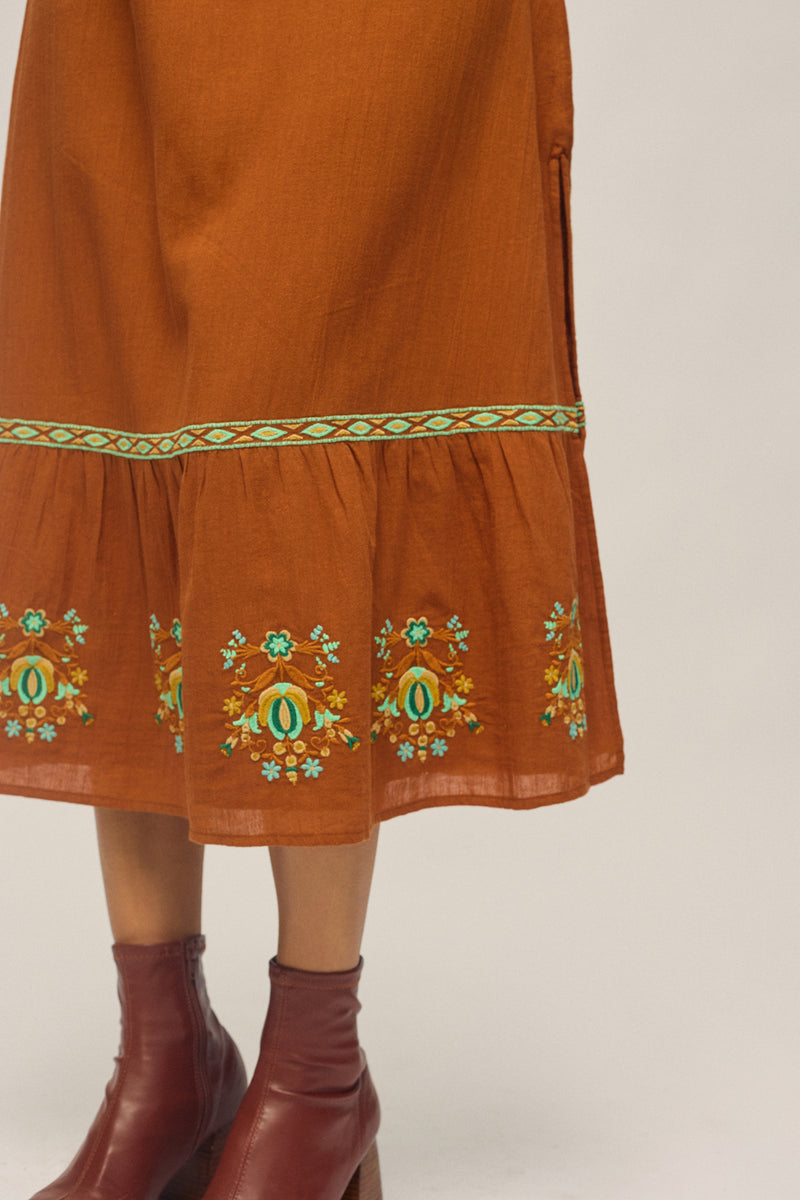 Empress Embroidered Dress  - Forest