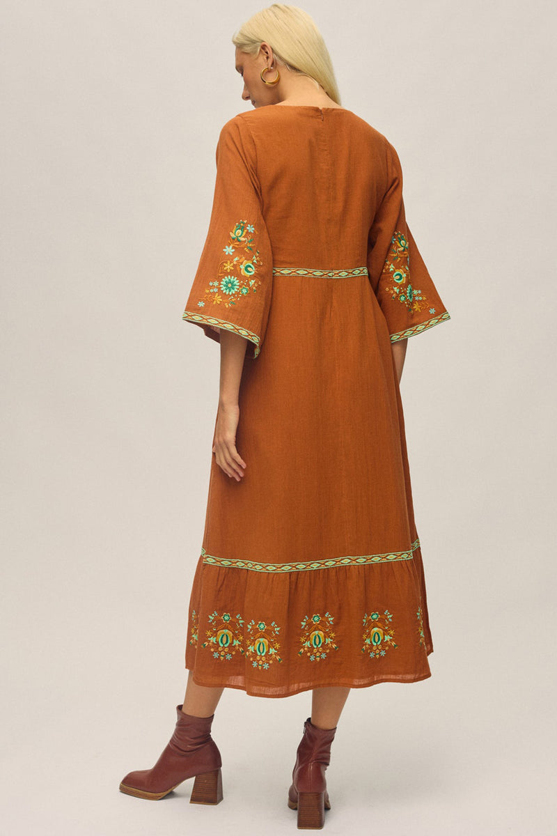 Empress Embroidered Dress  - Forest