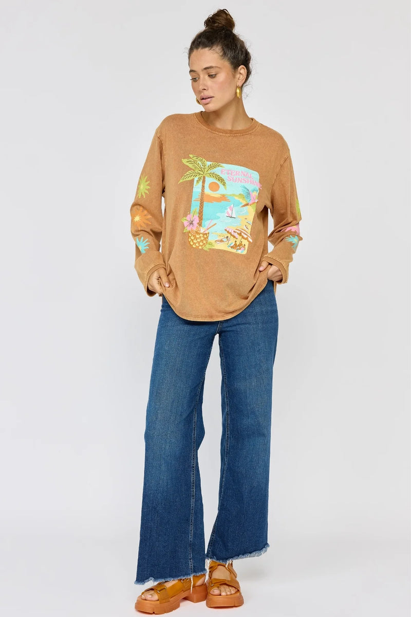 Eternal Sunshine Long Sleeve Tee - Caramel