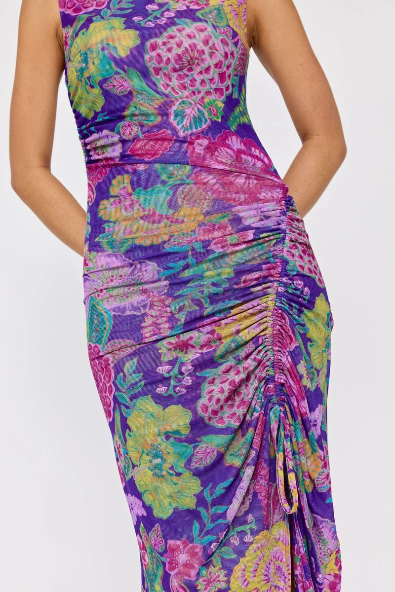 Multicolored floral dress on a white background