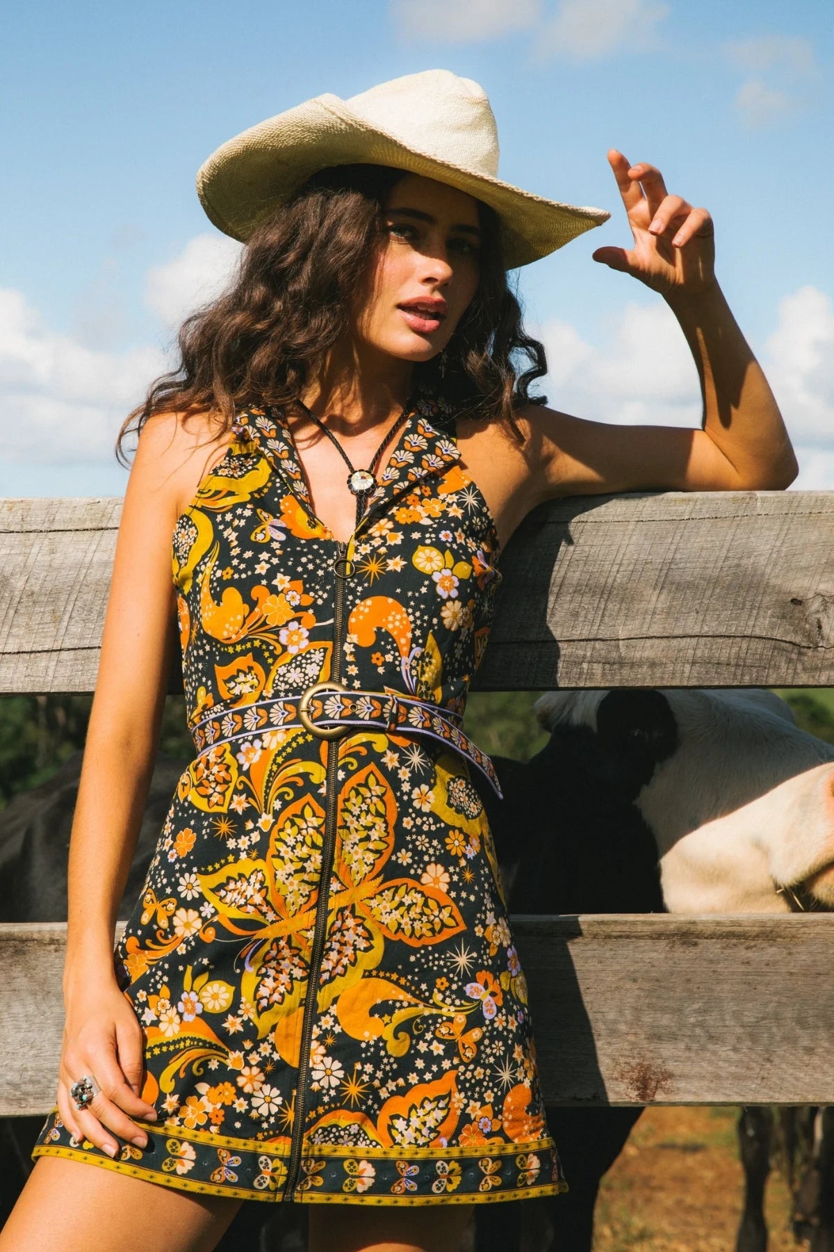 Starlight Check Long Sleeve Dress Nobody's Child Starlight Cord